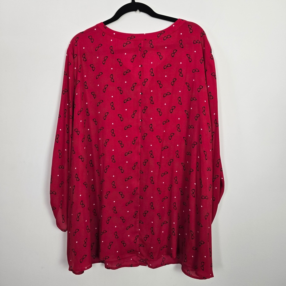 Catherines Tunic Top Blouse Women 4X Red Eyeglasses Polka Dot Teacher Novelty - Picture 6 of 9
